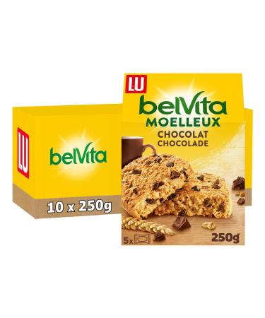 LU BELVITA - 10 Bo tes de 5 Sachets de Biscuits Belvita Moelleux Chocolat et 5 C r ales Compl tes - Biscuits Petit D jeuner Gourmands et Pratiques Emporter - Lot de 10x250g Moelleux Chocolat Grand format