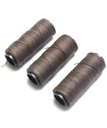 BLUPLE Professional Weaving Threads 3 Rolls for Making Wig Hand Sewing Hair Weft Hair Weave Extension DIY (3 pcs, Brown) 3 pcs Brown