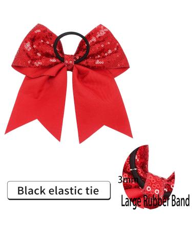2 PCS Large Glitter Sequin Cheer Bows - Handmade for Jumbo Cheerleading Teen Girls (Red) - Buy Online on GoSupps.com
