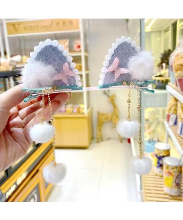 Pearl Barrette Furry Ball Hair Clip Kids Chinese Headdress Retro Photo Hair Styling Barrette Barrettes - Buy Online on GoSupps.com