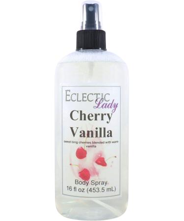 Womens Cherry Vanilla Body Spray - Eclectic Lady Original Strength Body Spray For Womens Fragrance Women's Sweet Scented Fragrances Handcrafted in USA Paraben-Free (16 oz) 16 Fluid Ounces