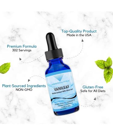 Absonutrix VaniLeaf 390 mg 4 FL OZ Liquid 302 Servings Made in USA Plant-Based Ingredients Olive Fruit Pineapple Liquid Vanilla Extract Gluten-Free Non-GMO GMP Certified - Buy Online on GoSupps.com