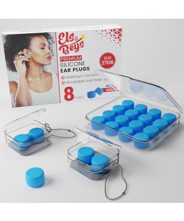 8 Pairs Reusable Ear Plugs - Ear Plugs for Sleeping Noise Cancelling - Silicone Ear Plugs for Sleeping - Snoring Loud Noise Traveling Concerts Construction Studying