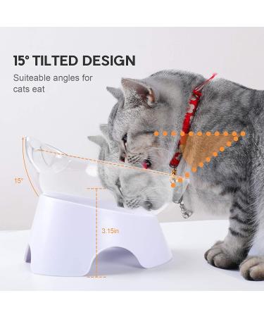 Milifun Raised Cat Food Bowls with Stand - Tilted Cat Dishes for Food/Water - Elevated Pet Dish with Arcuation Stand - Buy Online on GoSupps.com