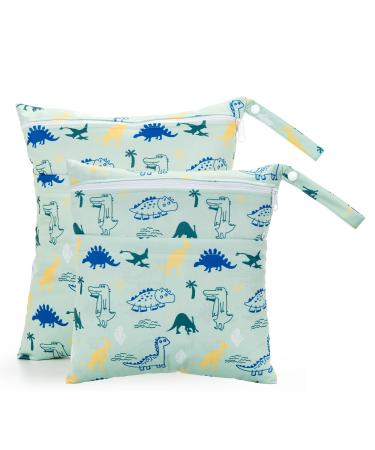 2 pieces of wet bag kindergarten wetbag daycare girl and boy wet bag organizer for toddler diapers travel gym beach pool (dinosaurs) - Buy Online on GoSupps.com