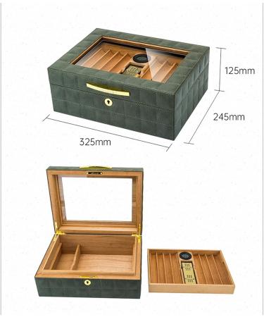 Cigar Humidor Leather Cedar Wood Cigar Cabinet with Digital Hygrometer Humidifier Cigar Accessories to Accommodate 50 Cigars Brown - Buy Online on GoSupps.com