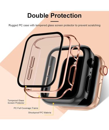 Charlam Compatible with Apple Watch Case 44mm SE Series 6 5 4 with Tempered Glass Screen Protector 2 Pack Classy Slim Overall Guard Case Cover Rose Gold Edge Black & Rose Gold Edge White Bumper Black/White 44mm - Buy Online on GoSupps.com