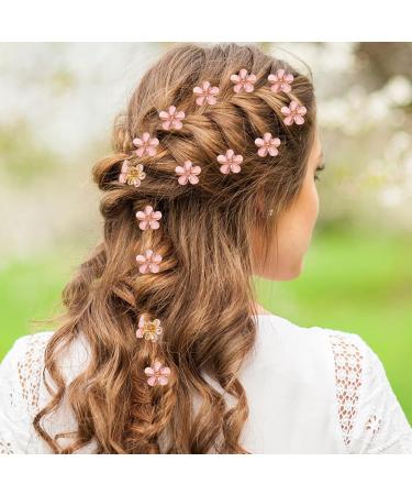 Buy 10 Mini Diamond Flower Hair Clips - Elegant Pink Hair Jewelry for Women & Girls | Perfect for Everyday & Special Occasions - Buy Online on GoSupps.com
