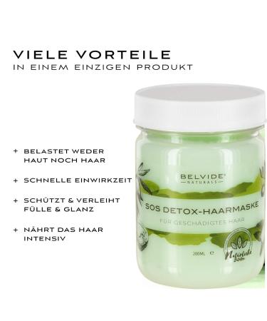 Belvide Natur SOS Detox Hair Mask | Walnut Nettle & Jojoba Oil | Silicone & Paraben-Free | 200ml | Vegan & Cruelty-Free Care for Damaged Hair - Buy Online on GoSupps.com