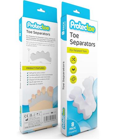 Protectoe Gel Toe Separators - Set of 8 for Overlapping Toes | Toe Spacers & Spreaders - Buy Online on GoSupps.com