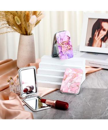 Compact Magnifying Travel Mirror Set - Double Sided 1X/2X Magnification, Marble Design - Perfect Gift for Women, Girls, Graduation, Birthday or Christmas - Buy Online on GoSupps.com