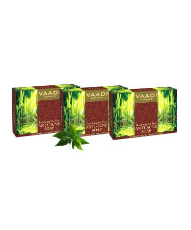 Vaadi Herbals Tea Tree Oil Bath Bar Soap ALL Natural - Each 2.65 Ounces - Pack of 3 (8 Ounces)