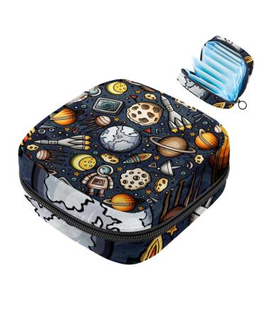 Storage bags for women's bandages funny cute space planet universe portable menstrual pads panty liners tampons women's bandages storage holder for women school office