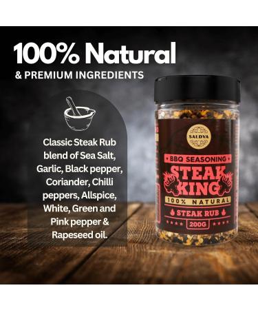 Steak King BBQ Rub - 100% Natural Seasoning for Extraordinary Steaks - Large 200g Jar - Buy Online on GoSupps.com