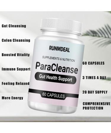 Nukupuns Runmdeal Gut Cleanse - Parapurge Gut Cleanser and Colon Support Supplement Help Colon Cleanse for Women & Men Non-GMO Formula 60 Capsules - Buy Online on GoSupps.com