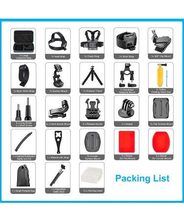 Artman Action Camera Accessories Kit for GoPro Hero 11-5 Black - 58-in-1 Bundle Set with Head Chest Strap, 360 Wrist Strap, Bike Mount, Suction Cup & Floating Grip - Buy Online on GoSupps.com