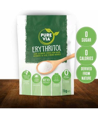Pure Via Erythritol 2 X 1kg pack Zero Calorie & Keto Friendly Sugar Alternative Non-GMO Certified - Buy Online on GoSupps.com