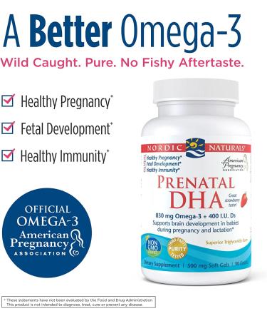 Nordic Naturals Prenatal DHA Strawberry - 90 Soft Gels for Healthy Pregnancy - Buy Online on GoSupps.com