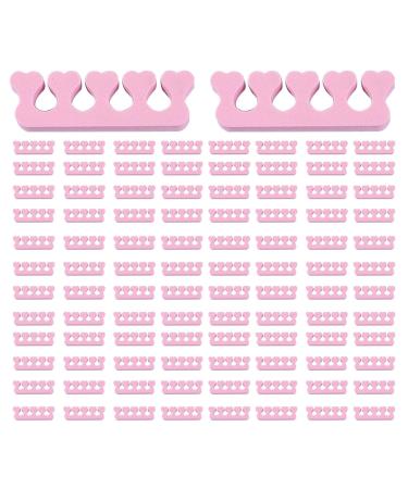 KASCLINO Toes Separators, 100pcs Men Women for Nail Polish Heart Shape Toe Separator Spacer Fixed Position(Pink)