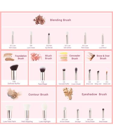 Jessup 20pcs Professional Makeup Brush Set - Natural Bristle for Foundation, Eyeshadow, Blusher - Concealer Brush Included - Blushing Bride T291 - Buy Online on GoSupps.com