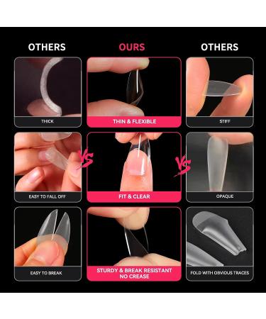 500PCS Almond Fake Nail Tips - HKFUON Medium Almond Shaped Clear Acrylic Nails - Professional False Nails for Nail Art Extension - Buy Online on GoSupps.com