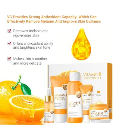 Shop Vitamin C Skincare Set - 5pcs Moisturizing Face Kit | Hydrating Anti-Aging Cleanser Serum & Cream | International Shipping - Buy Online on GoSupps.com