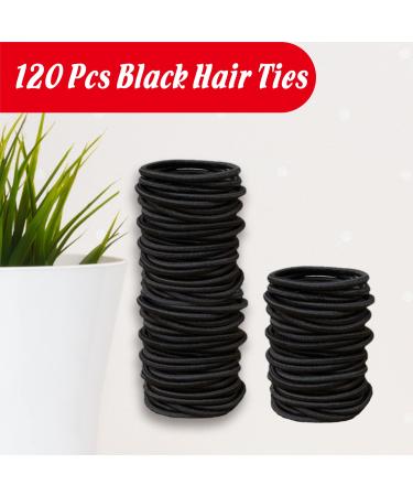 120PCS Black Hair Ties Set - No Metal Elastics for Thick & Curly Hair - Ponytail Holders for Men, Women, Kids - 4mm Rubber Bands - Buy Online on GoSupps.com
