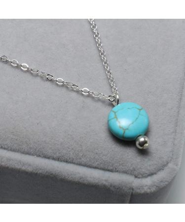 TseanYi Boho Turquoise Drop Chain Necklace - Silver Gemstone Pendant for Women and Girls - Buy Online on GoSupps.com