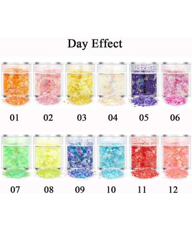 1 Box Fashion DIY Manicure Glow in the Dark Neon Sequins Hexagon Sequins Nail Art Glitter Luminous Nail Powder(12) - Buy Online on GoSupps.com