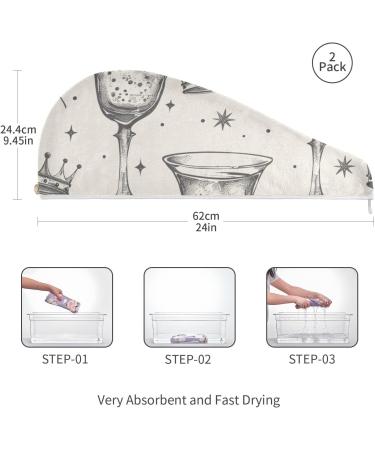 Super Absorbent Glass and Crown Hair Towel 2 Pack | Quick Dry Turbans & Head Towels for Women & Girls - Buy Online on GoSupps.com
