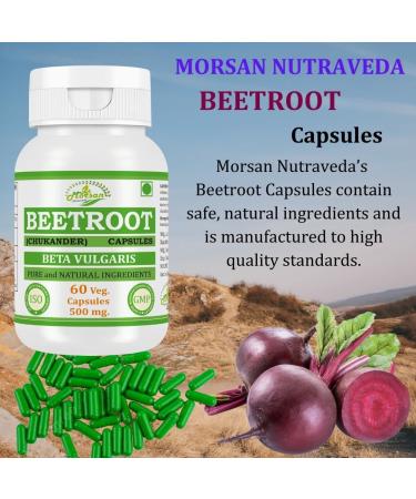 Morsan Nutraveda Beetroot (Beta vulgaris) Capsules - 500mg Beet Root Powder Aids Healthy Circulation & Vitality Non-GMO Beet Root Supplement - 60 Capsules 30-Day Supply (4) - Buy Online on GoSupps.com