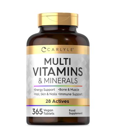 Multivitamins and Minerals | 365 Vegan Tablets | 28 Essential Nutrients | Multivitamins Women and Men | Vitamin Supplement | By Carlyle