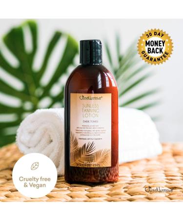 Dark Tanning Lotion with Bronzer | Sunless Indoor Self-Tanner for Dark Tones | Just Nutritive 8 Oz - Buy Online on GoSupps.com