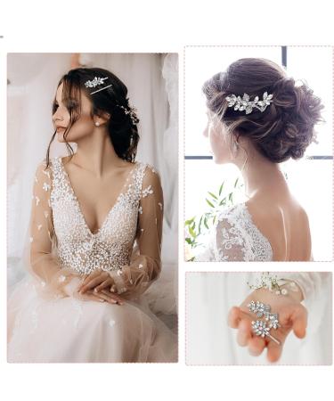 10Pcs Rhinestone Weeding Hair Clips Bridal Hairpin Silver Elegant Hair Barrettes Crystal Bobby Pins Leaf Flower Rhinestone Formal Hair Accessories for Women Girls - Buy Online on GoSupps.com