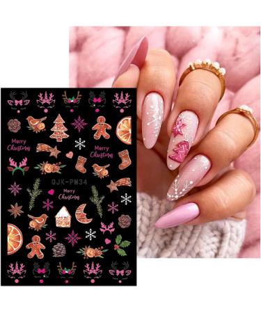 JMEOWIO 10 Sheets Christmas Pink Nail Art Stickers Decals Self-Adhesive Snowflake Winter Holiday Cute Nail Supplies Nail Art Design Decoration Accessories - Buy Online on GoSupps.com