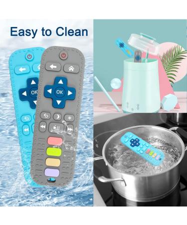 Baby Teething Toys 2-Pack for Babies 0-12 Months - Remote Control Teething Toys for Newborns - Gray + Blue - Buy Online on GoSupps.com