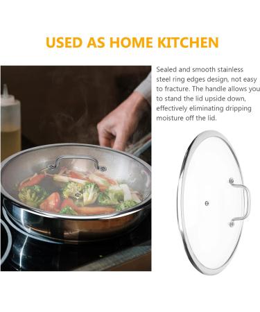 Anti Spill Lid Cover Reusable Food Save Cover glass lid for frying pan: pot lids fry pan skillet pan lid with handle universal pot lid 34cm pan lids Cooking Pot Covers Saucepans Covers Frying pan Silver - Buy Online on GoSupps.com