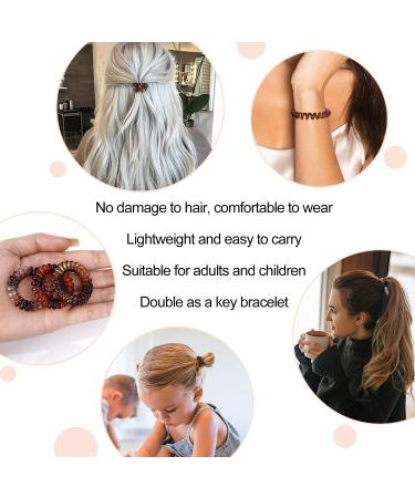 JessLab 20 Pcs Spiral Hair Ties - Traceless Phone Cord Ponytail Holders for Girls & Women - No Crease Spiral Bracelet Hair Accessory - Amber Color - Buy Online on GoSupps.com