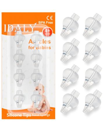 Idaly - 8 Nasal Syringe Tip Silicone Tips for Nasal Syringe for Baby - 8 Spare Nasal Syringe Tip.