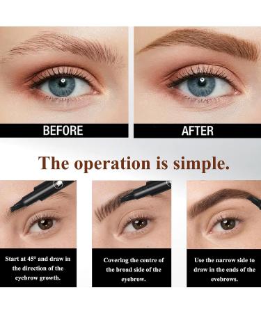 Waterproof Microblading Eyebrow Pen - 4 Tip Liquid Brow Pencil for Natural Looking Eyebrows (Dark Brown #02) | International Shipping Available - Buy Online on GoSupps.com