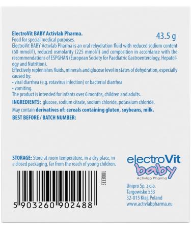 Activlab Electrovit Baby Pure - Tasteless Electrolyte Solution for Infants (10 Bags) | Supports Hydration During Vomiting & Diarrhea (6+ Months) - Buy Online on GoSupps.com
