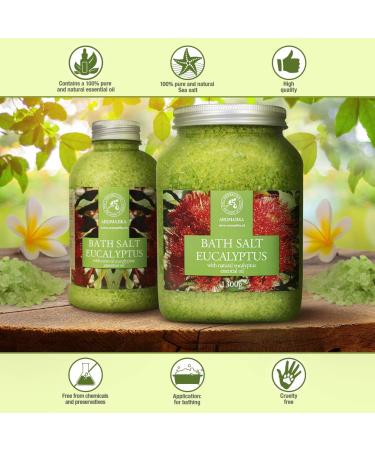 Premium Eucalyptus Bathing Salt 600g - Relaxation & Stress Relief with Natural Sea Salt & Essential Oils - Ideal for Sleep Cold Relief & Swim Additive - Buy Online on GoSupps.com