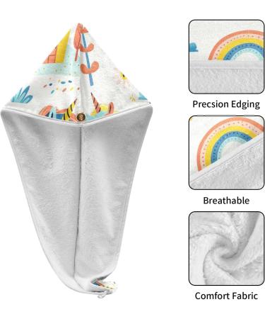 Cartoon Unicorn Hair Towel 2 Pack - Super Absorbent Quick Dry Hair Turbans for Women & Girls - Buy Online on GoSupps.com