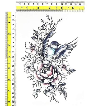 PARITA Big Tattoos Cute Swallow Bird Flower Sticker Vintage Fake 3D Tattoo - Waterproof Temporary Body Art for Men and Women - Buy Online on GoSupps.com