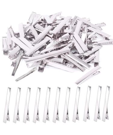 Keadic 200 Pcs 3.2 cm Silver Alligator Hair Clip Metal Hair Bow Flat Top Single Prong Hairpins Professional Sectioning Clips Hair pins for Styling Haircut Hairdressing and DIY (1.26 Inches) 1.26 Inch (Pack of 200)
