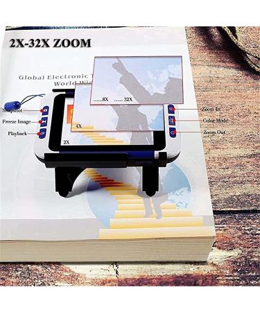 Portable Digital Magnifier Portable Video Magnifier 2x-32x Zoom 3.5" Electronic Reading Aid with Foldable Handle Freeze Multiple Color for Elderly in Reading Writing - Buy Online on GoSupps.com