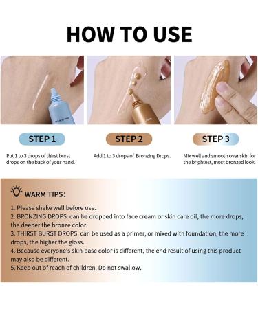  Mimoqk Bronzing Drops Set of 2 Bronzy Glow Enhancers 37 g 10 ml Radiant Gradual Tanning Moisturizer Lightweight Lotion Cream Highlighter for Legs Face Daily Use 10 ml - Buy Online on GoSupps.com