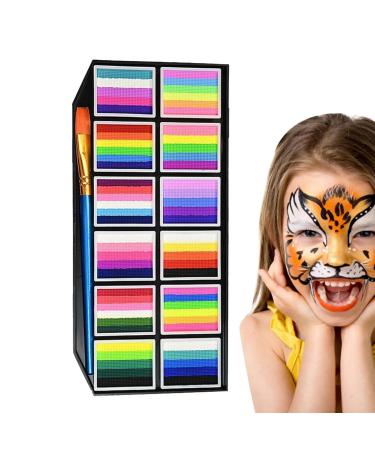 ETUCYNG Face Paint Face Makeup Water-Based Smudge Resistant Washable 12 Grids with Brush Markers for Women Girls Parties Halloween Sports and