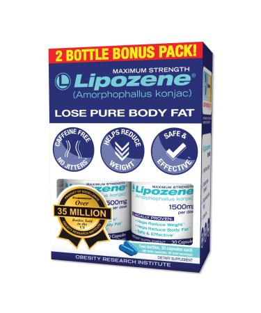Lipozene Diet Pills - Weight Loss Supplement - Appetite Control - Two Bottles of 30 Capsules, 60 Capsules Total  No Stimulants 30 Count (Pack of 2)