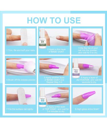 Morovan Dip Powder Nail Kit Starter - 8 Colors Dipping Powder Set for Stunning Nails | Includes Base, Top Coat, Activator, Brush Saver | No Nail Lamp Needed | Red, White, Black - Buy Online on GoSupps.com